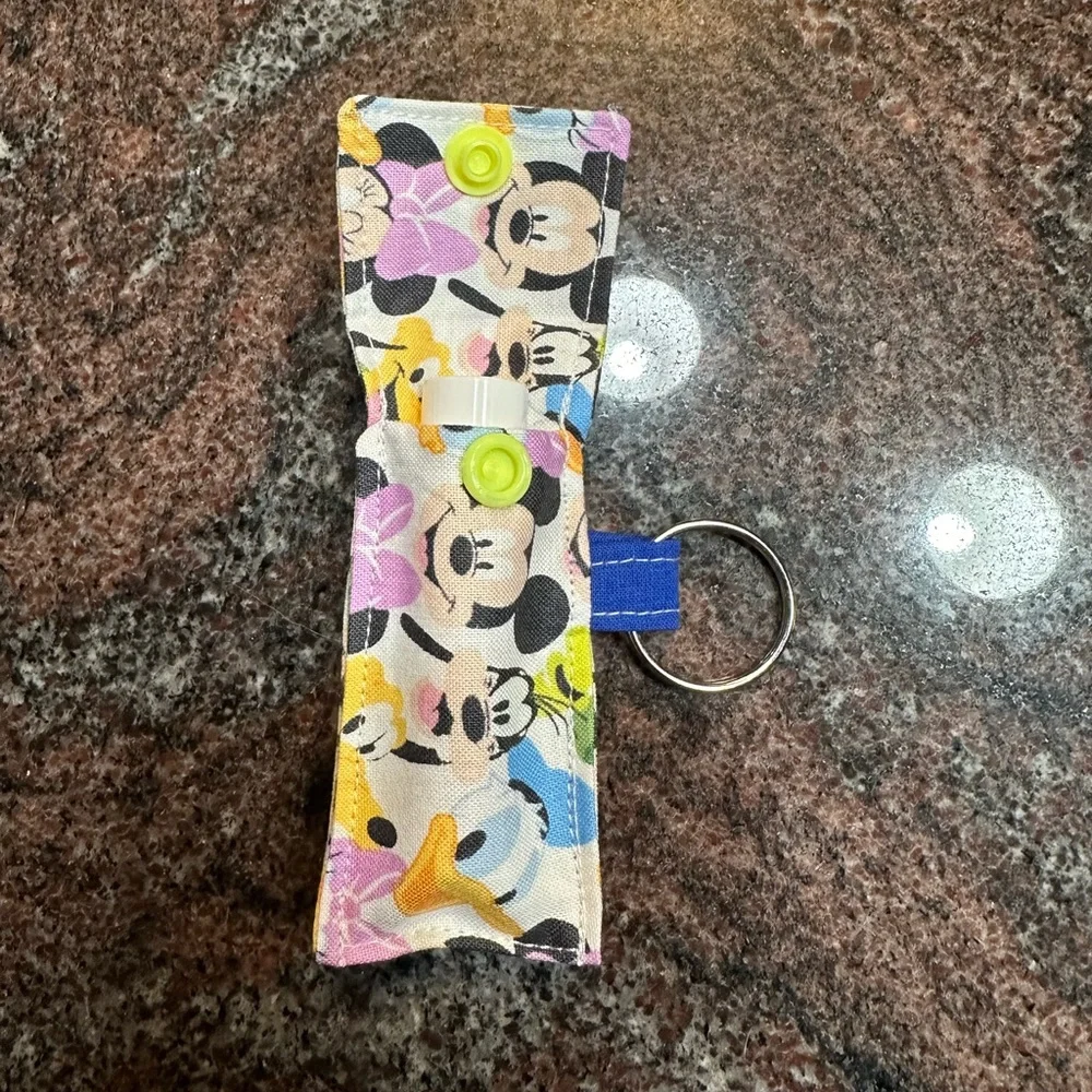 Handmade lip balm holder keychain- Mickey Mouse and friends